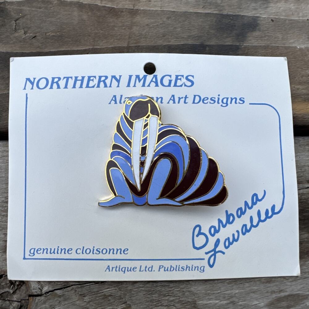 Vintage Northern Images Walrus Pin Cloisonne Brooch By Barbara Lavallee